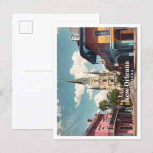 New Orleans Louisiana Pop-Art-Reiseillustration Postkarte