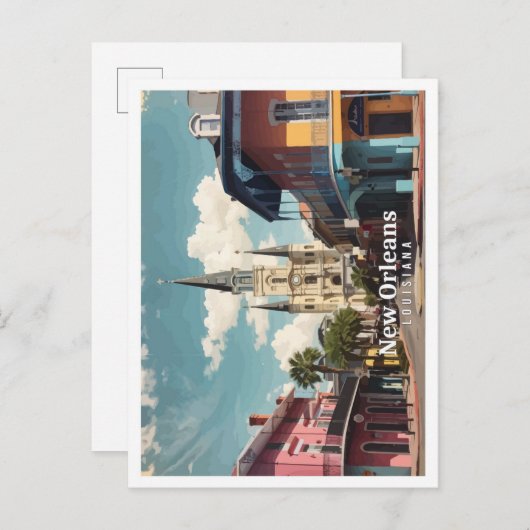 New Orleans Louisiana Pop Kunst, Dichtung und Musi Postkarte (Vorne/Hinten)