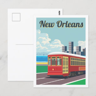 New Orleans Louisiana Reiseort Illustration Postkarte