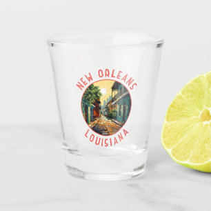 New Orleans Louisiana Retro abgenutzt Kreis Schnapsglas