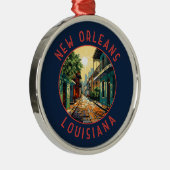 New Orleans Louisiana Retro Distressed Circle Ornament Aus Metall (Rechts)