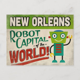 New Orleans Louisiana Roboter - Lustige Vintage Postkarte