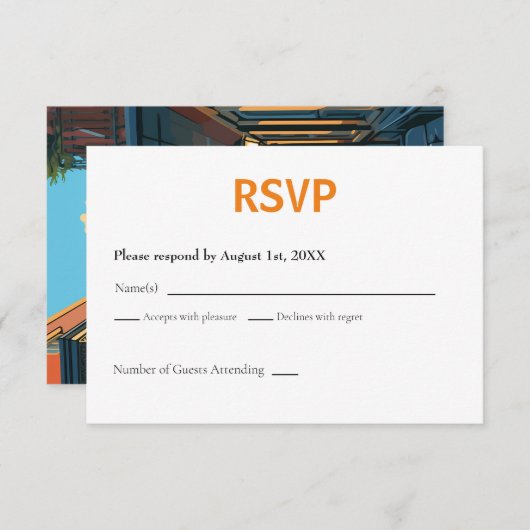 New Orleans Louisiana RSVP Card Retro (Vorne/Hinten)