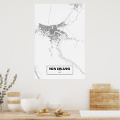 New Orleans, Louisiana (schwarz auf weiß) Poster (Küche)