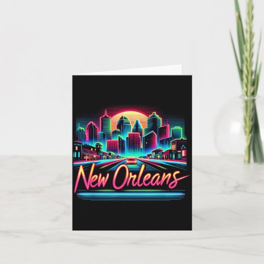 New Orleans Louisiana Shirt La 80s 90s Retro City Karte (Vorderseite)
