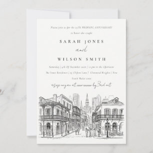 New Orleans Louisiana Skizze Hochzeit Jubiläum Einladung