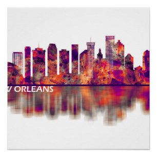 New Orleans Louisiana Skyline Poster