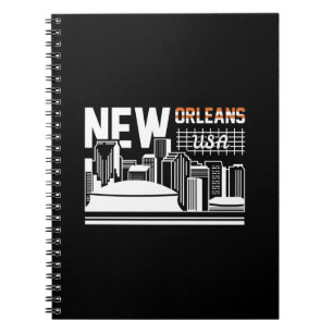 New Orleans Louisiana Skyline Reise Grafikdesign Notizblock