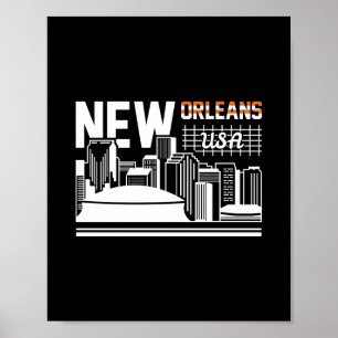 New Orleans Louisiana Skyline Reise Grafikdesign Poster