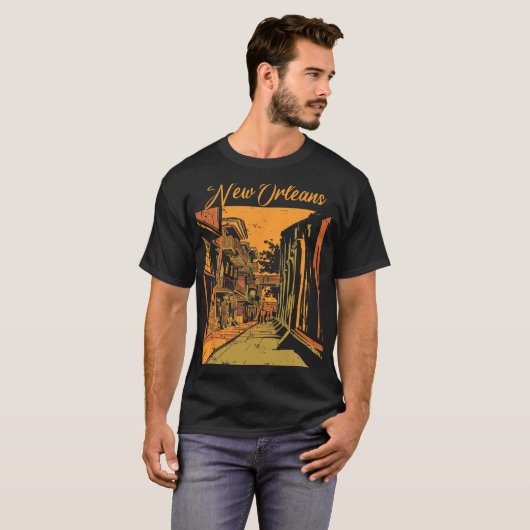 New Orleans Louisiana Souvenir Bourbon Street  T-Shirt (Vorne ganz)