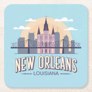New Orleans Louisiana Square Untersetzer Set