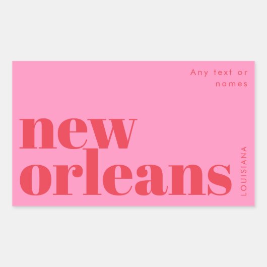 New Orleans Louisiana Typografie Rechteckiger Aufkleber (Vorderseite)