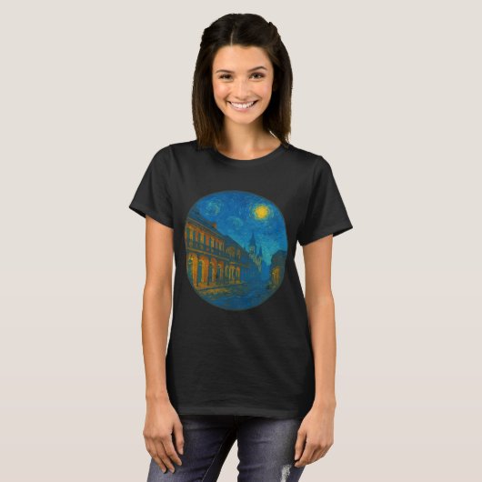 New Orleans Louisiana - Van Gogh Starry Night Styl T-Shirt (Vorne ganz)