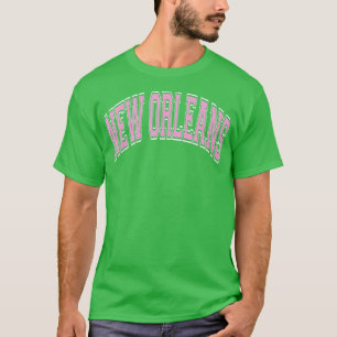 New Orleans Louisiana Varsity Style Pink Text  T-Shirt