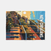 New Orleans Louisiana Vintag Fleecedecke (Vorderseite (Horizontal))