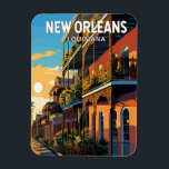 New Orleans Louisiana Vintag Magnet<br><div class="desc">New Orleans Retro Vektor Reise Design. Das "Big Easy" heißt es,  es ist bekannt für sein rund um die Uhr geöffnetes Nachtleben,  die lebendige Live-Musik-Szene und die würzige,  einzigartige Küche,  die seine Geschichte als Schmelztiegel der französischen,  afrikanischen und amerikanischen Kulturen widerspiegelt.</div>