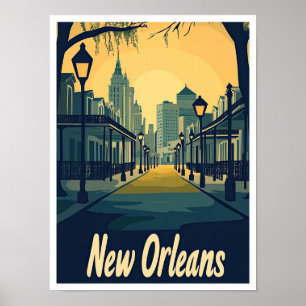 New Orleans Louisiana Vintage-Reiseillustration Poster