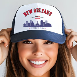 New Orleans Louisiana Vintage Skyline Hat Truckerkappe