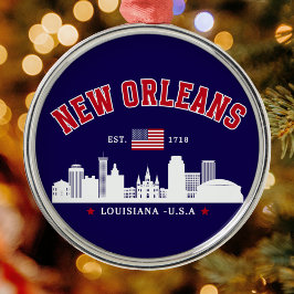 New Orleans Louisiana Vintage Skyline Metal Orname Ornament Aus Metall