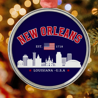New Orleans Louisiana Vintage Skyline Metal Orname Ornament Aus Metall