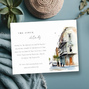 New Orleans Louisiana Watercolor Hochzeitsdetails Begleitkarte