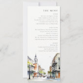 New Orleans Louisiana Watercolor Wedding Menu Einladung (Vorderseite)