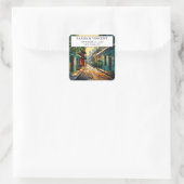 New Orleans Louisiana Wedding Retro Quadratischer Aufkleber (Tasche)