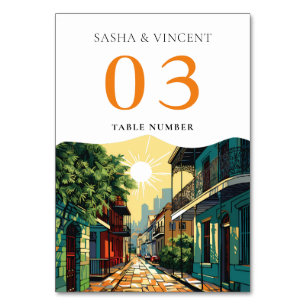 New Orleans Louisiana Wedding Retro Tischnummer