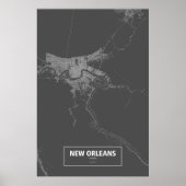New Orleans, Louisiana (weiß auf schwarz) Poster (Vorne)
