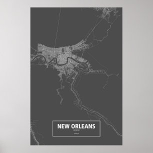 New Orleans, Louisiana (weiß auf schwarz) Poster