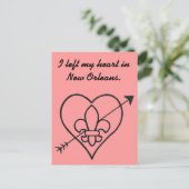 New Orleans Love Heart & Fleur de Lis Postkarte (Stehend Vorderseite)