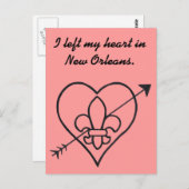 New Orleans Love Heart & Fleur de Lis Postkarte (Vorne/Hinten)