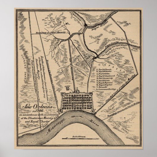New Orleans Map 1798 Poster (Vorne)