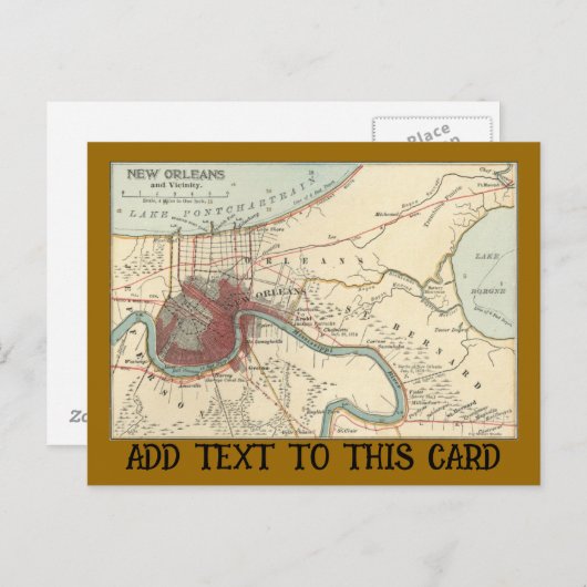 New Orleans Map 1900 Postcard Postkarte (Vorne/Hinten)