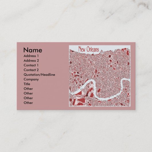 New Orleans Map Abstrakt Visitenkarte (Vorderseite)