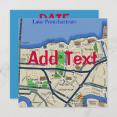 New Orleans Map bearbeiten Text, Party Einladung (Vorne/Hinten)