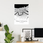 New Orleans Map - Louisiana - City Map Poster (Heimbüro)