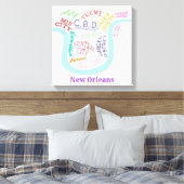 New Orleans Map Nola Nachbarschaften Word Typograf Leinwanddruck (Insitu (Schlafzimmer))