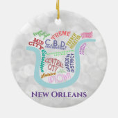 New Orleans Map Nola Word Typografie Weihnachten Keramik Ornament (Hinten)