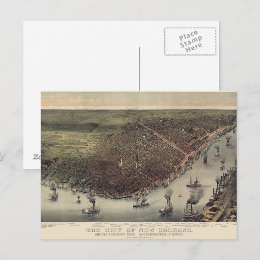 New Orleans Map Postkarte (Vorne/Hinten)