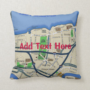 New Orleans Map, Text hinzufügen Pillow Kissen