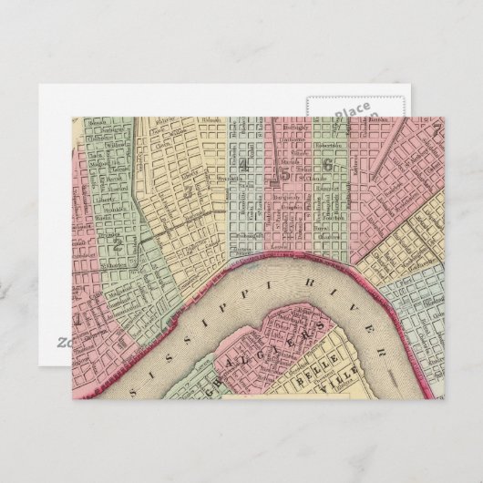 New Orleans Map von Mitchell Postkarte (Vorne/Hinten)
