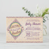 New Orleans Mardi Gras Baby Shower Einladung (Stehend Vorderseite)