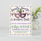 New Orleans Mardi Gras Bachelorette Einladung (Stehend Vorderseite)