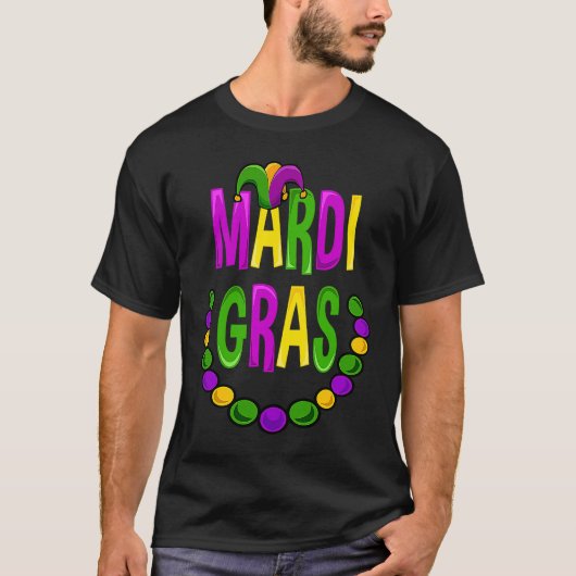 New Orleans Mardi Gras Beads Fat Tuesday Carnival T-Shirt (Vorderseite)
