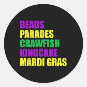 New Orleans Mardi Gras Beads Parades Crawfish King Runder Aufkleber