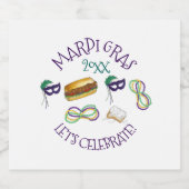 New Orleans Mardi Gras Beignet Beads Maske Po'Boy Bierflaschenetikett (Einzelnes Label)