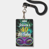New Orleans Mardi Gras Birthday Buy Drink QR Code Ausweis (Vorderseite mit Schlüsselband)