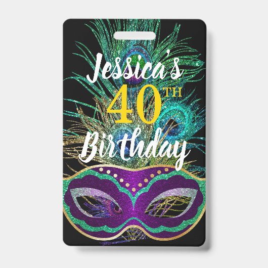 New Orleans Mardi Gras Birthday Buy Drink QR Code Ausweis (Vorderseite)