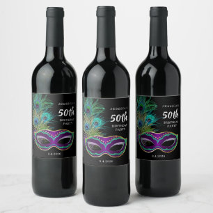 New Orleans Mardi Gras Geburtstagsfeier Wein Etike Weinetikett